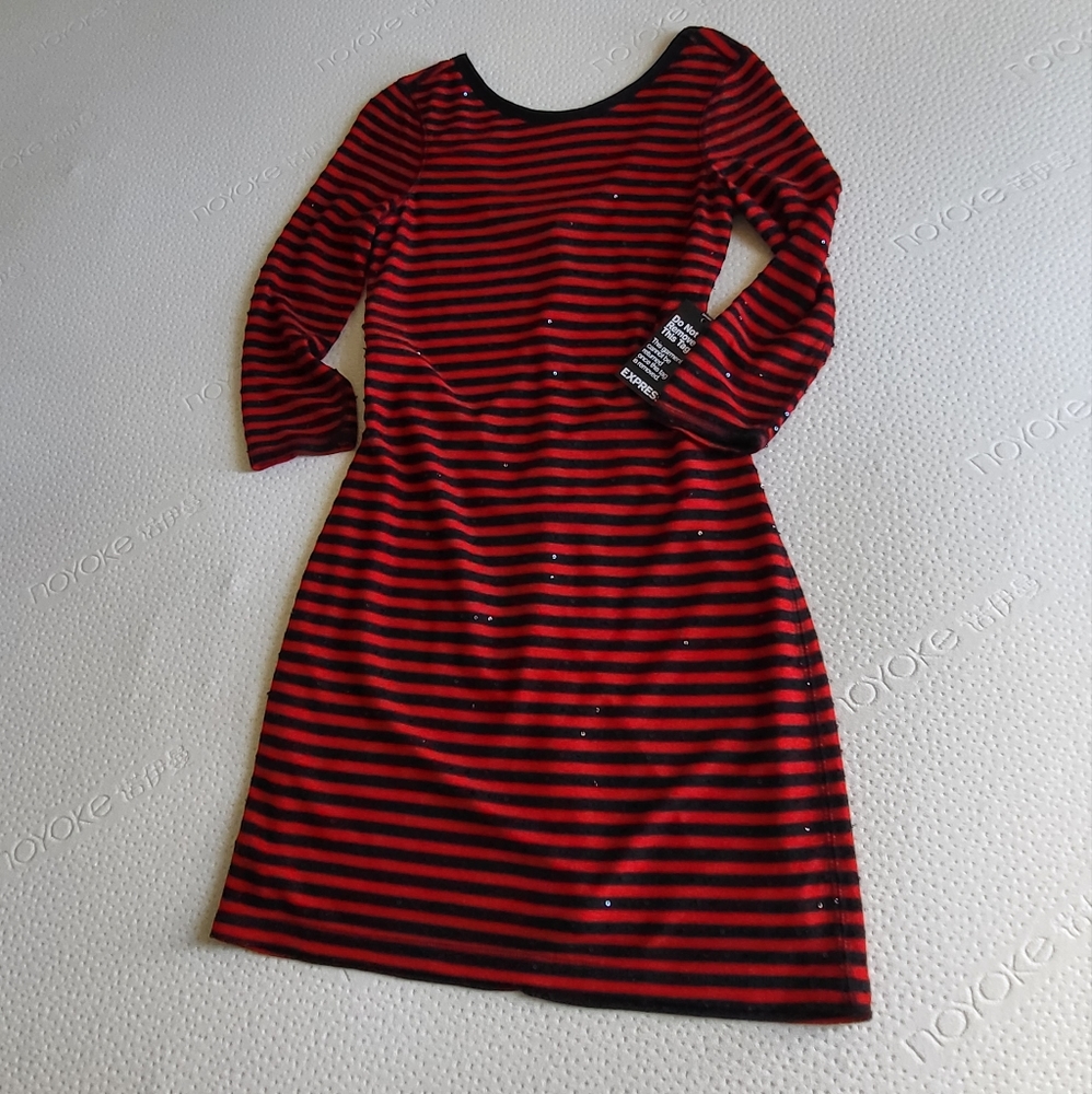 NWT Express 7/8 Sleeve Dress Red XSP
